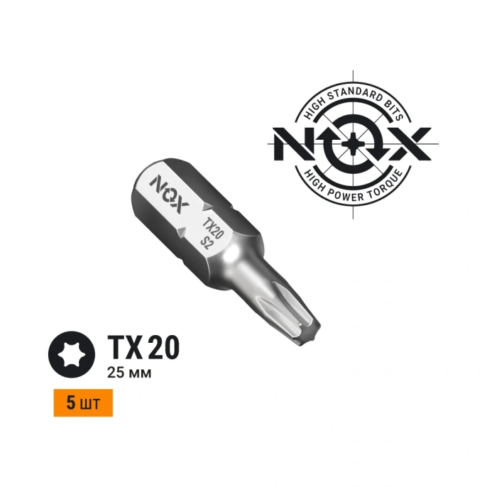Бита COREBIT TX20х25 мм, С6.3, 5 шт, бокс NOX 332320-5B
