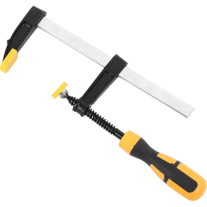 Столярная F-образная струбцина DELI dl110515 150x50 мм, максимальное усилие зажима 1000 Н, резьба 9,5 мм, штанга 3,5 мм 112036