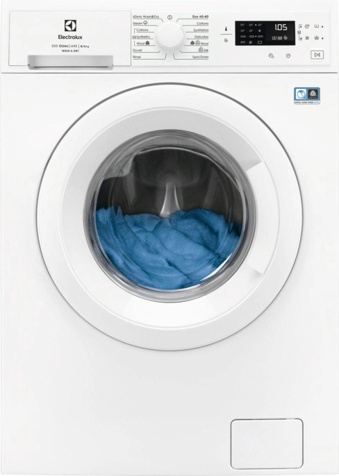Стиральная машина Electrolux EW5W468WE, с фронтальной загрузкой, 8кг, 1551об/мин, с паром, с сушкой, с английской панелью управления