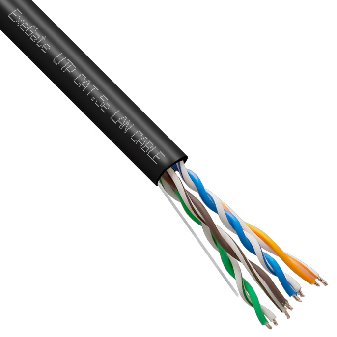 Кабель ExeGate Special UTP4-C5e-CCA-S24-OUT-PE-BK-305 UTP 4 пары кат.5e CCA, 0.48мм (24AWG), внешн., без троса, 305м, черн., PE EX301082RUS