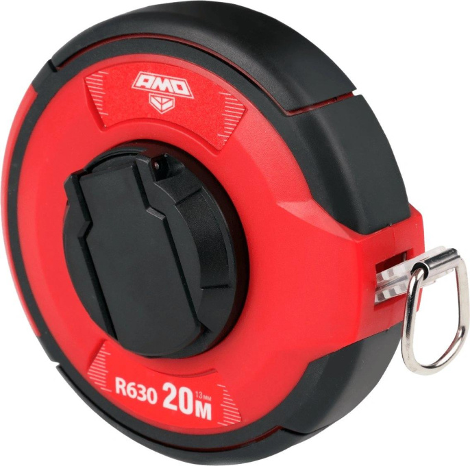 Рулетка строительная Amo R630 дл.полотна 20м изм.шкала в см зацеп простой красный/черный 851605