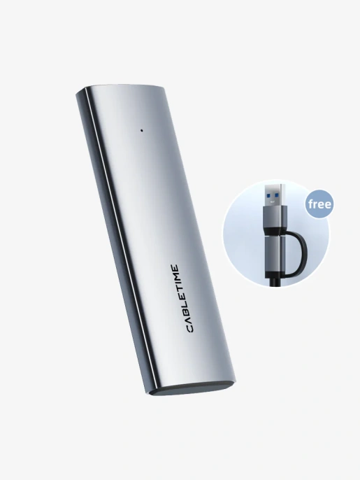 Внешний корпус USB-C CABLETIME CB32G (CT-SSD03-AG) USB 3.1 TYPE-C для NVME M.2 SSD PCIE CENGUE