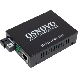 Оптический медиаконвертер OSNOVO OMC-1000-11S5a Gigabit Ethernet для передачи Ethernet по одному волокну одномодового оптического кабеля до 20км (по многомодовому кабелю до 500м). sct0489