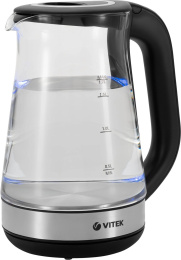 Чайник электрический Vitek VT-1181 1.7л. 2200Вт черный корпус: стекло