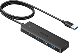 Хаб UGREEN CM219 35574 4-Port USB 3.0 Hub with USB-C power port. Длина кабеля: 1м. Цвет: черный