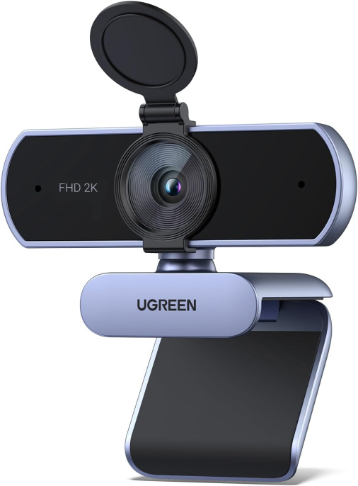 Веб-камера UGREEN CM717-25442USB Full HD Webcam (CMOS, 4 Мп, разрешение видео: 2560x1440 Пикс, 30 кадр/с, автоматическая фокусировка, качество видеозаписи: 2K, питание: USB, 2 микрофона, крепление: на штативе, универсальное)