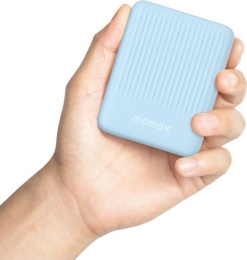 Внешний аккумулятор Momax IP122 Q.Mag Minimal 5000mAh Light Blue IP122B магнитный, функция быстрой зарядки, индикатор заряда, 2хUSB Type-C, совместимость: устройства Apple iOS iPhone 12–16 серий