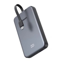 Внешний аккумулятор UGREEN PB526 75161B 20W Power Bank 10000mAh USB-C&USB-A with Built-in Cable USB-C. Цвет: серый космос