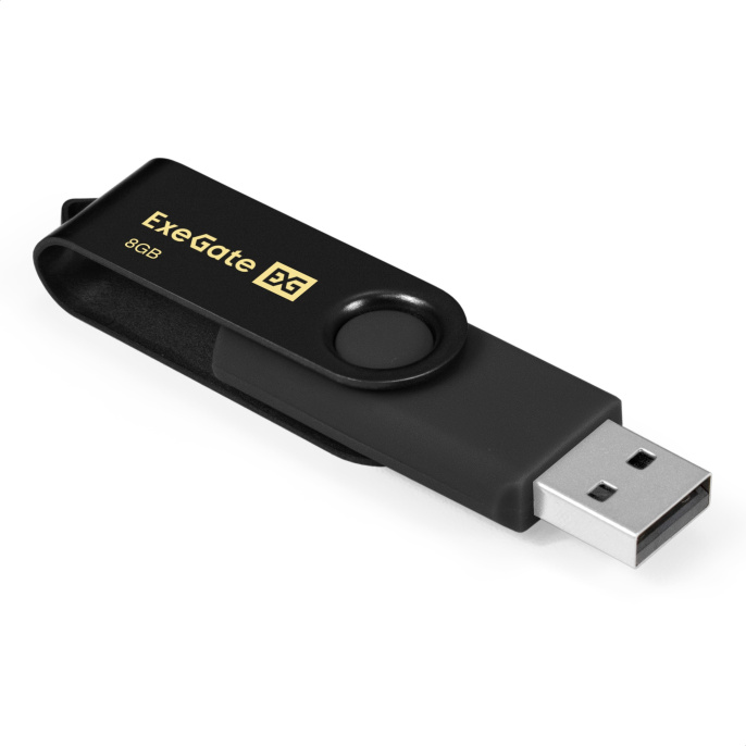USB-флеш накопитель ExeGate Jet 8GB черный USB2.0, 480Mbps, пластик/металл EX302034RUS