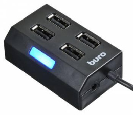 Хаб (разветвитель) Buro BU-HUB4-U2.0, черный