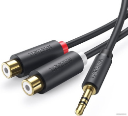 Кабель UGREEN AV109 10547 3.5mm Male to 2RCA Female Cable . Длина: 25 см. Цвет: серый (10547_)