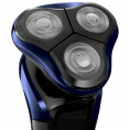 Бритва роторная Polaris PMR 0309RC wet/dry PRO 5 blades+ реж.эл.:3 питан.:элек.сеть/аккум. синий/черный