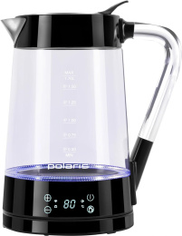 Чайник электрический Polaris PWK 1715CGLD 1.7л. 2200Вт черный корпус: стекло/пластик