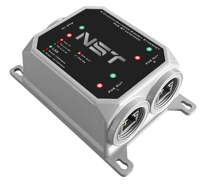 Уличный PoE удлинитель/ Уличный PoE удлинитель/ коммутатор Gigabit Ethernet на 3 порта. Порты: 2 х GE 10/100/1000 Base-T с PoE до 25W + 1 x GE 10/100/1000 Base-T Uplink с поддержкой питания по PoE Входная мощность до 60W . Соответствует стандартам (NS-EXS