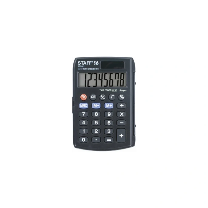 Карманный калькулятор STAFF STF-883 95х62мм, 8 разрядов, двойное питание, 250196