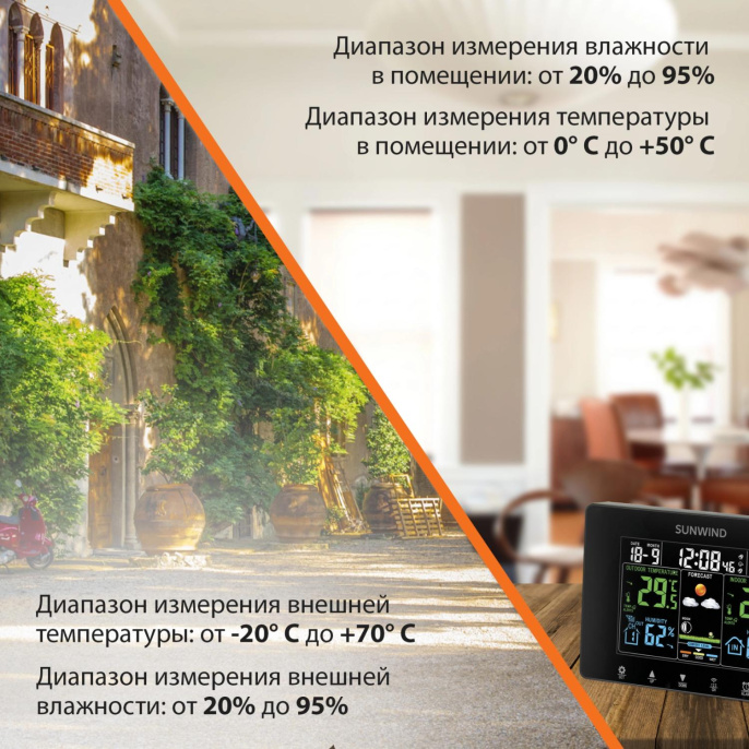Погодная станция SunWind SW-WSH160-COLOR черный