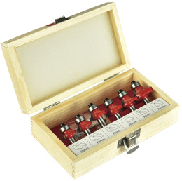 Набор фрез P.I.T. ACTW09-006A по дереву, 6 шт, хвостовик 8 мм, деревянный кейс