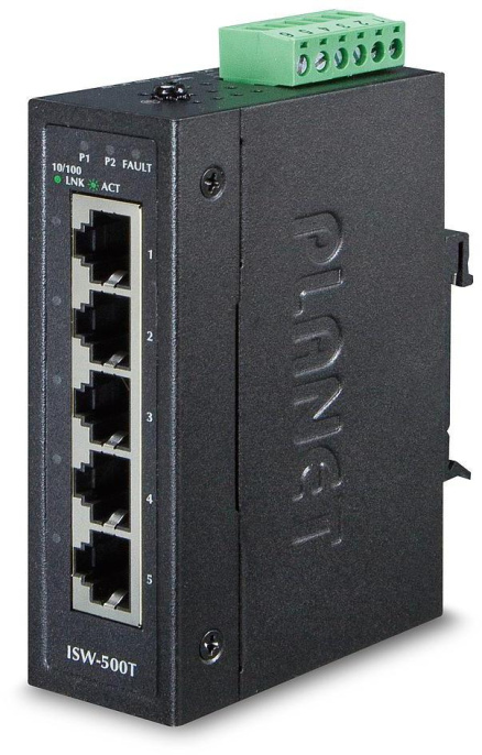ISW-500T коммутатор для монтажа в DIN рейку/ IP30 Compact size 5-Port 10/100TX Fast Ethernet Switch -40~75 degrees C