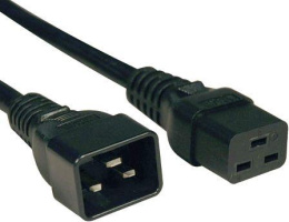 Сетевой кабель Hyperline PWC-IEC19-IEC20-1.0-BK питания IEC 320 C19 - IEC 320 C20 3x1.5 , прямая вилка, 16A, 1м, цвет черный ПВС-АП-3*1,5-250-C19C20-16-1,0 ГОСТ 30851.1-2002 МЭК 60320-1:1994