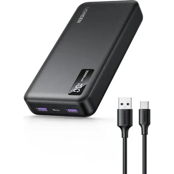 Внешний аккумулятор UGREEN PB312 95424B 20W Two-way USB-A&USB-C Fast Charging 20000mAh Power Bank CCC. Цвет: черный