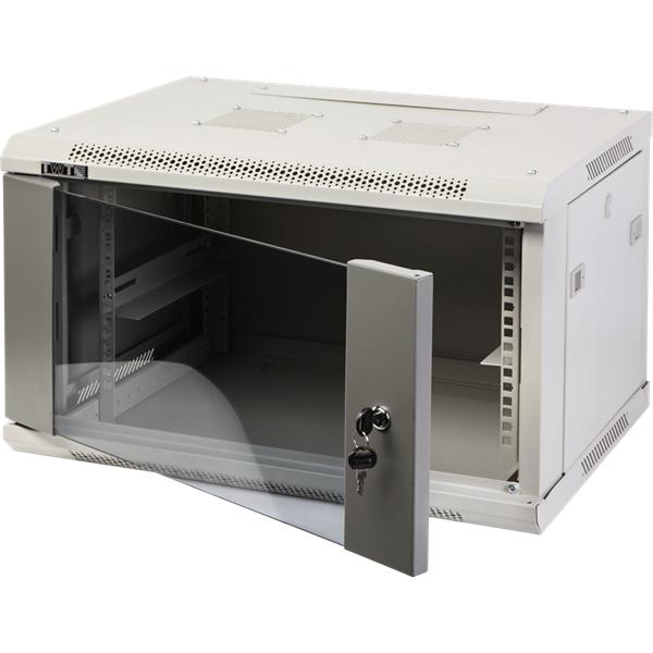 Шкаф коммутационный LanMaster TWT-CBWPG-6U-6X4-GY настенный,  стеклянная передняя дверь,  6U,  600x400 мм