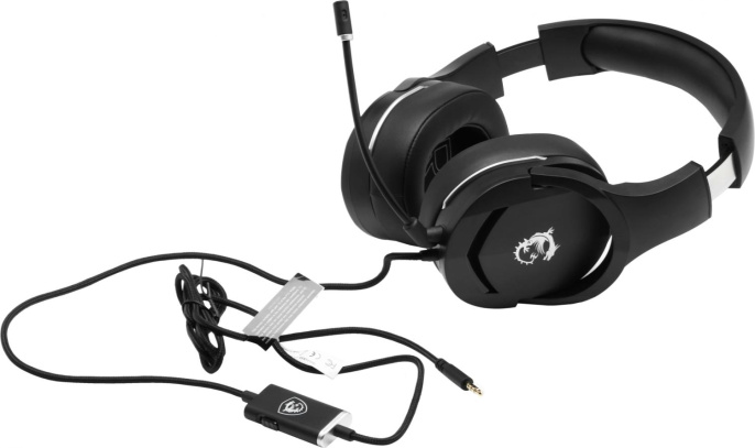 Гарнитура игровая MSI Immerse GH20, для компьютера и игровых консолей, накладные, проводные, черный [s37-2101060-sv1]