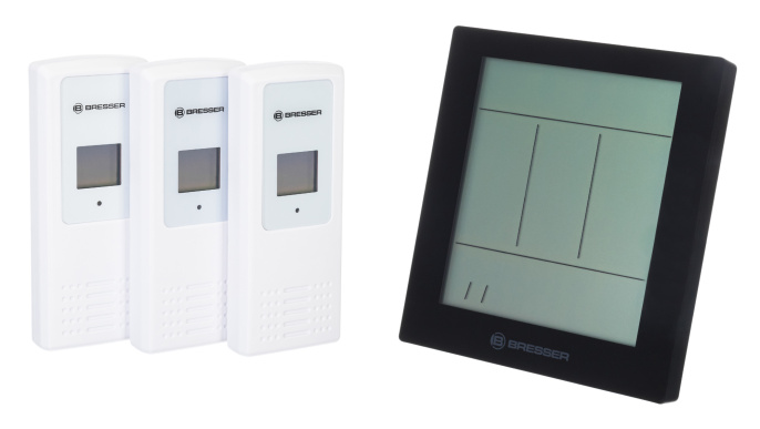 Метеостанция Bresser Temeo Hygro Quadro Prestige с тремя датчиками, серая 78586