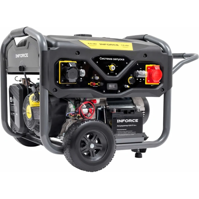 Бензиновый трехфазный генератор Inforce (8,5 кВт при 400/230В; эл.стартер; ATS; колёса и ручки) GL 8500E-3D