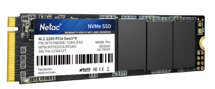 SSD накопитель M.2 2280 M PCI Express 3.0 x4 Netac 128GB N930E PRO NT01N930E-128G-E4X 1591/594 MBps TLC