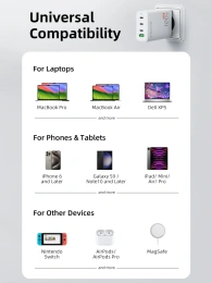 Сетевое зарядное устройство CABLETIME G120W CT-GAN120-PW GaN PD3.1 3C1A 120 Вт, белый