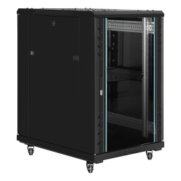 Шкаф телекоммуникационный 19" напольный 18U ExeGate EC-FS-18U.600.800.G.BLACK 19”, 18U, 600x800x987mm ШхГхВ , передняя дверь закаленное стекло, задняя перфорированная дверь, EX300402RUS