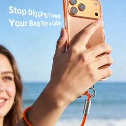 Ремешок на запястье с кабелем CABLETIME CU46P (CT-CL60-ASP) 0.3м USB-C PD60W фиолетовый