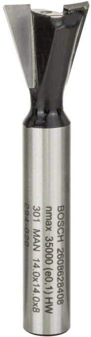 Фреза Bosch 2.608.628.408 пазовая, обрабатываемый материал: дерево, материал режущей части: карбид вольфрама, рабочая длина: 14 мм, рабочий диаметр: 14 мм, диаметр хвостовика: 8 мм