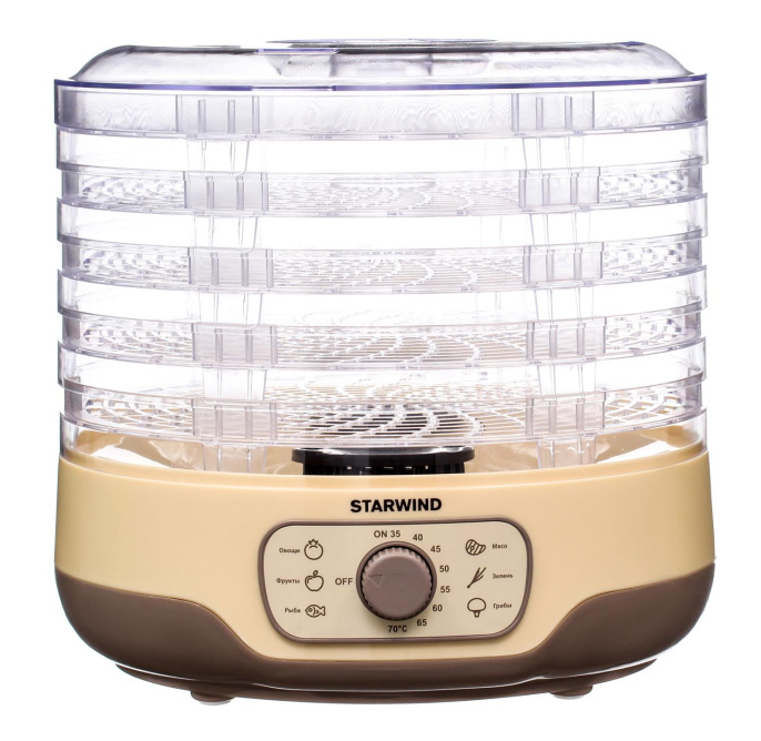 Сушилка для овощей и фруктов STARWIND SFD2520,  бежевый,  5 поддонов