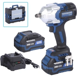 Аккумуляторный гайковерт NORDBERG 1/2", 21В, 1000 Нм с двумя 4A акк. и зар. уст-вом 1,8A, в кейсе NE808K