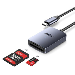 NETAC Картридер Netac WK12 WK12GYCN USB3.2 SD, SDHC, SDXC, microSD, microSDHC, microSDXC, Серебристый