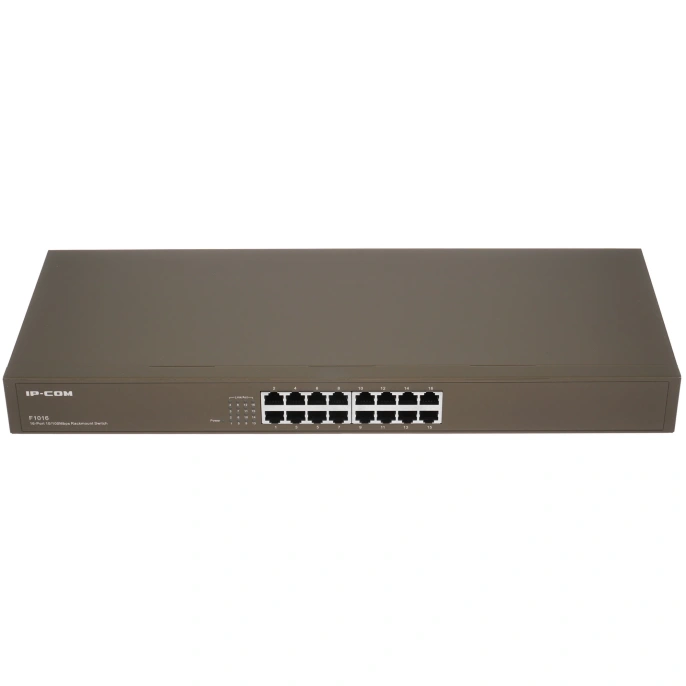 Коммутатор неуправляемый IP-COM F1016, 16 портов, 16x100 Мбит/с, настольный/ установка в стойку, металлический корпус