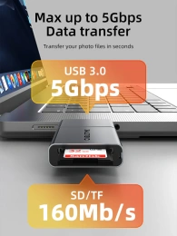 Кардридер CABLETIME CB49G (CT-ACCD4-AG) 3-в-1 USB-A + USB-C, SD/microSD, USB 4.0, серый