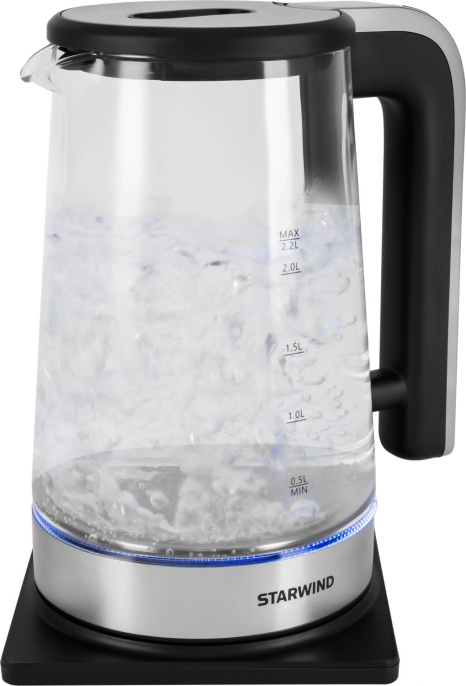Чайник электрический Starwind SKG4043 2.2л. 1800Вт черный/серебристый корпус: стекло