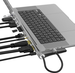 GCR Док-станция 11 в 1 Multiport Aluminum Type C 3.1 на USB 3.0 + 3 x USB 2.0 + Type C PD + HDMI 2.0 + VGA + SD/MicroSD + audio 3.5mm jack, GCR-54220