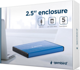 Бокс для жесткого диска EE2-U3S-3-DB Gembird 2.5"hdd SATA, USB3.0, до 2 Терабайт, Dark Blue OEM