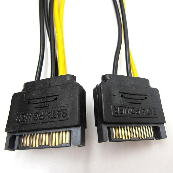 ORIENT C588, Переходник питания для PCI-Ex видеокарт 2 x SATA 15pin M - 8pin 6pin+2pin