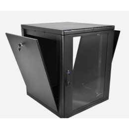 Шкаф телекоммуникационный настенный 19" 12U ЦМО ШРН-М-12.500-9005 стеклянная дверь, чёрный