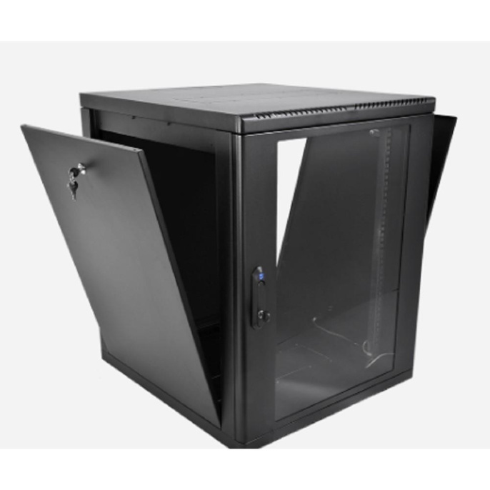 Шкаф телекоммуникационный настенный 19" 12U ЦМО ШРН-М-12.500-9005 стеклянная дверь, чёрный