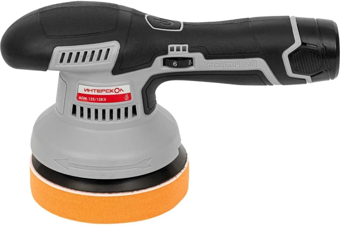 Аккуммуляторная полировальная машина Интерскол АПМ-125/12ВЭ Li-ion АПИ картон, 2 аккум. 2,0Ач, ЗУ 788.2.2.70