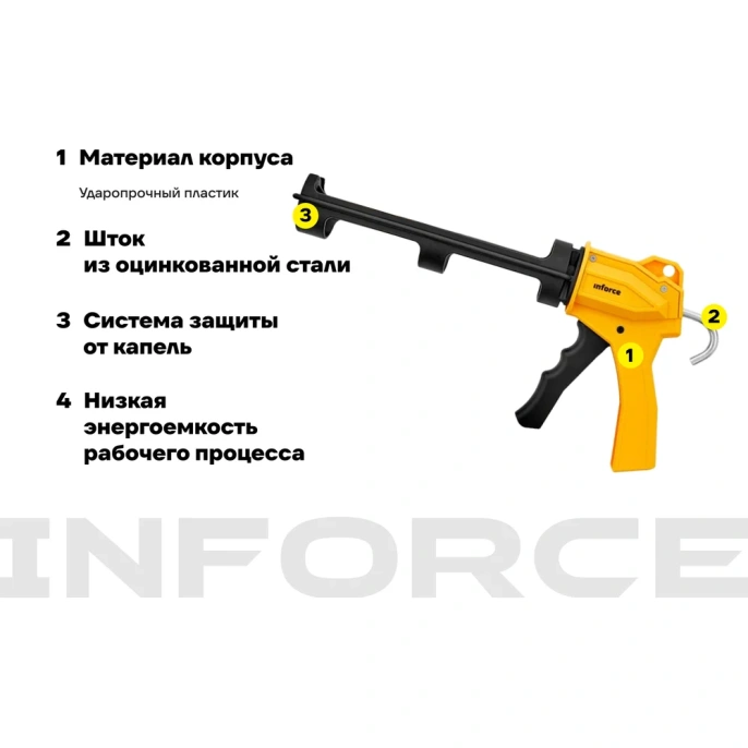 Профессиональный пистолет для герметика Inforce 01-13-04