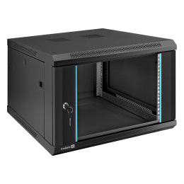 Шкаф телекоммуникационный 19" настенный 6U ExeGate EC-WM-6U.600.G.BLACK 19”, 6U, 600x600x370mm ШхГхВ , передняя дверь закаленное стекло, съемные боковые панели, пыле- и влагозащита IP23, черный RAL 9004 EX298606RUS