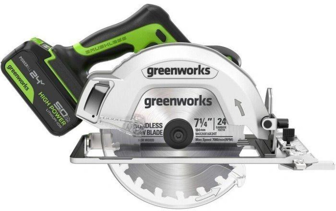 Циркулярная пила дисковая Greenworks GD24CS ручная D диска.:185мм 1500907CUG