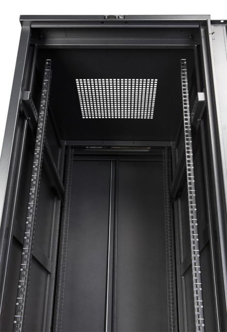 Шкаф коммутационный Lanmaster TWT-CBB-42U-6X8-G1 напольный 42U 600x800мм пер.дв.стекл задн.дв.спл.стал.лист 2-хст. 2 бок.пан. 800кг черный IP20