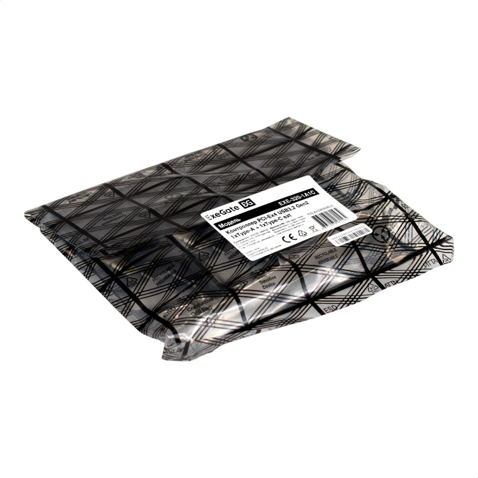Контроллер ExeGate EXE-320-1A1C 10Gbps (PCI-E x4 v3.0, USB3.2 Gen2 1xType-A + 1xType-C ext., SuperSpeed+ скорость до 10 Гбит/с, разъем доп.питания, ASMedia Chipset ASM1142) EX298302RUS